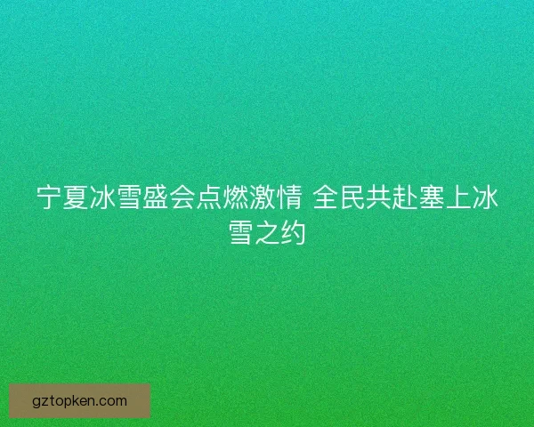 宁夏冰雪盛会点燃激情 全民共赴塞上冰雪之约