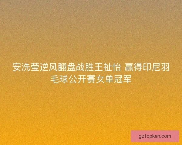 安洗莹逆风翻盘战胜王祉怡 赢得印尼羽毛球公开赛女单冠军